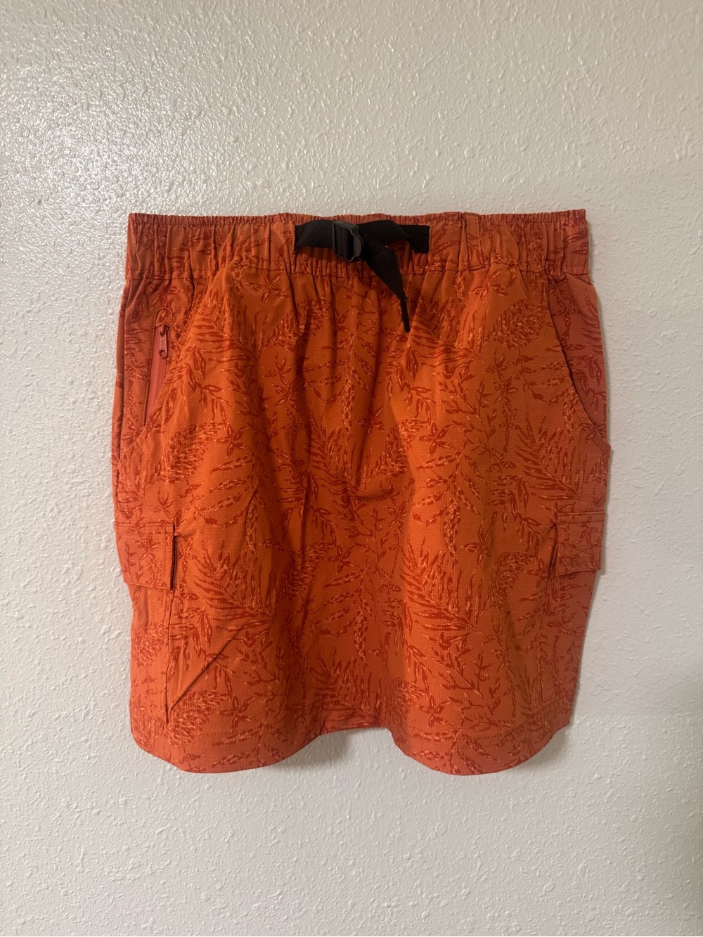 Women's Orange hiking Skirt with Drawstring Waist